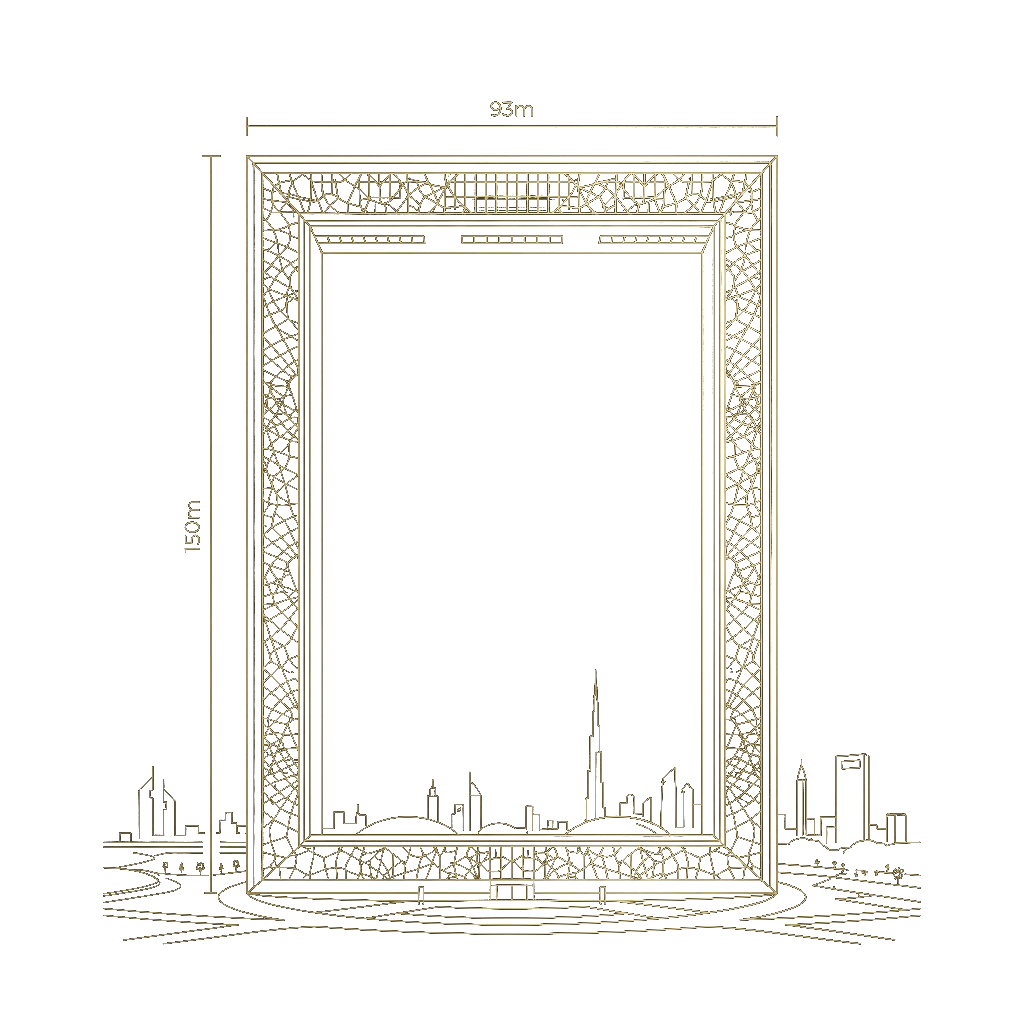 Dubai Frame Gold Lineart